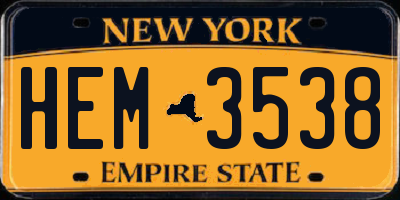 NY license plate HEM3538