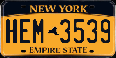 NY license plate HEM3539