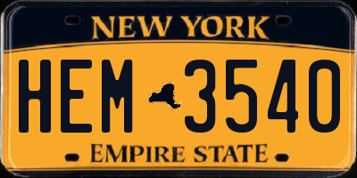 NY license plate HEM3540
