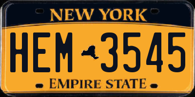 NY license plate HEM3545