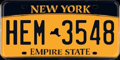 NY license plate HEM3548