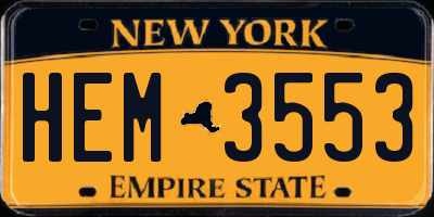 NY license plate HEM3553