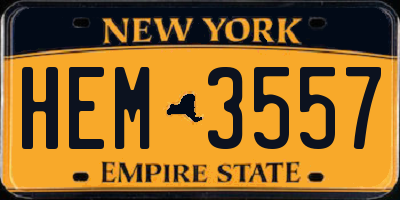 NY license plate HEM3557