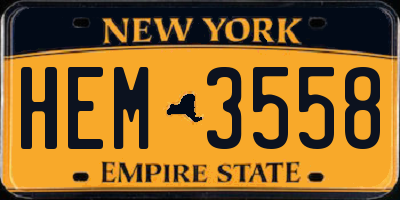 NY license plate HEM3558