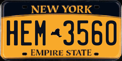 NY license plate HEM3560