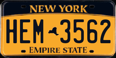 NY license plate HEM3562