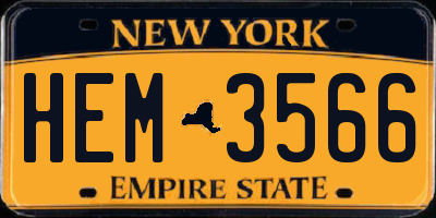 NY license plate HEM3566