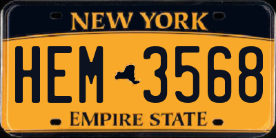 NY license plate HEM3568