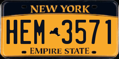 NY license plate HEM3571