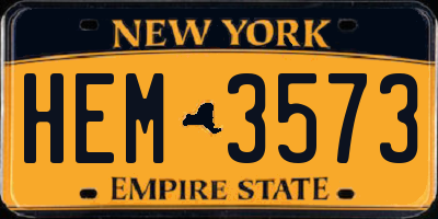 NY license plate HEM3573
