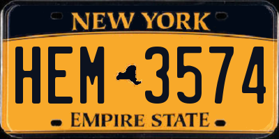NY license plate HEM3574