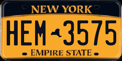 NY license plate HEM3575