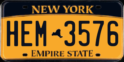 NY license plate HEM3576