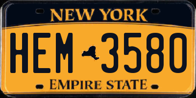 NY license plate HEM3580