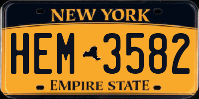 NY license plate HEM3582