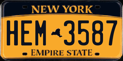NY license plate HEM3587