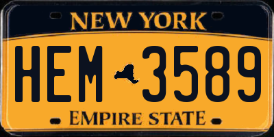 NY license plate HEM3589