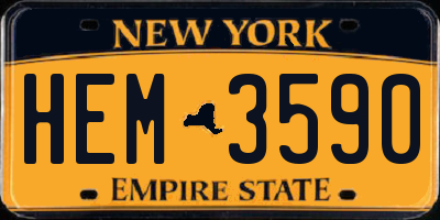 NY license plate HEM3590