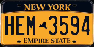 NY license plate HEM3594