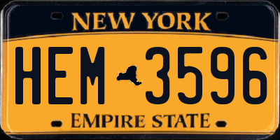 NY license plate HEM3596