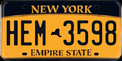 NY license plate HEM3598