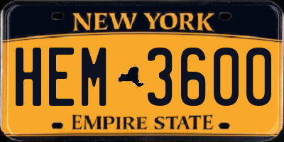NY license plate HEM3600