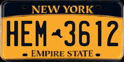 NY license plate HEM3612