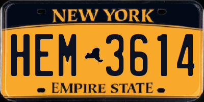 NY license plate HEM3614