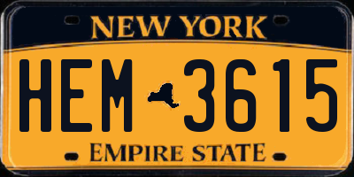 NY license plate HEM3615