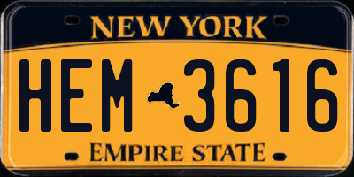 NY license plate HEM3616