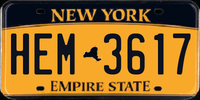 NY license plate HEM3617