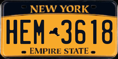 NY license plate HEM3618