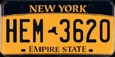 NY license plate HEM3620