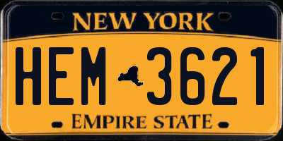 NY license plate HEM3621