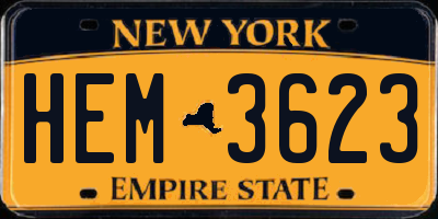 NY license plate HEM3623
