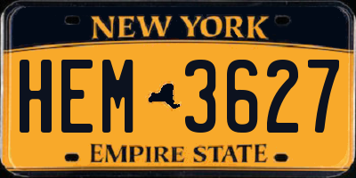 NY license plate HEM3627