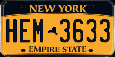 NY license plate HEM3633