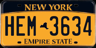 NY license plate HEM3634