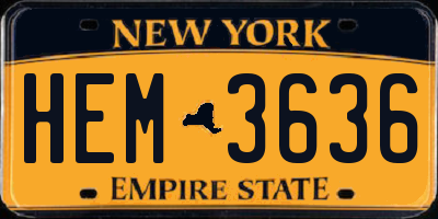 NY license plate HEM3636