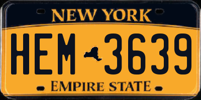 NY license plate HEM3639