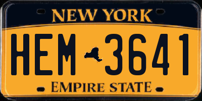 NY license plate HEM3641
