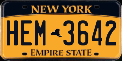 NY license plate HEM3642