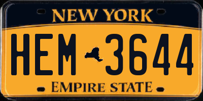 NY license plate HEM3644