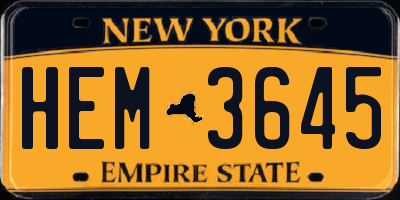 NY license plate HEM3645