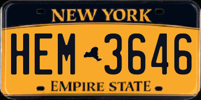 NY license plate HEM3646