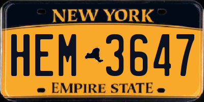 NY license plate HEM3647
