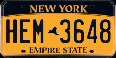 NY license plate HEM3648