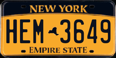NY license plate HEM3649
