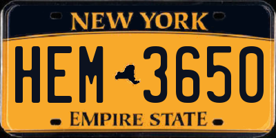 NY license plate HEM3650