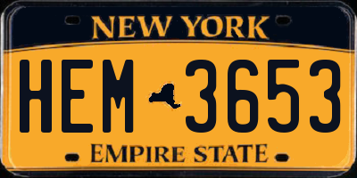 NY license plate HEM3653
